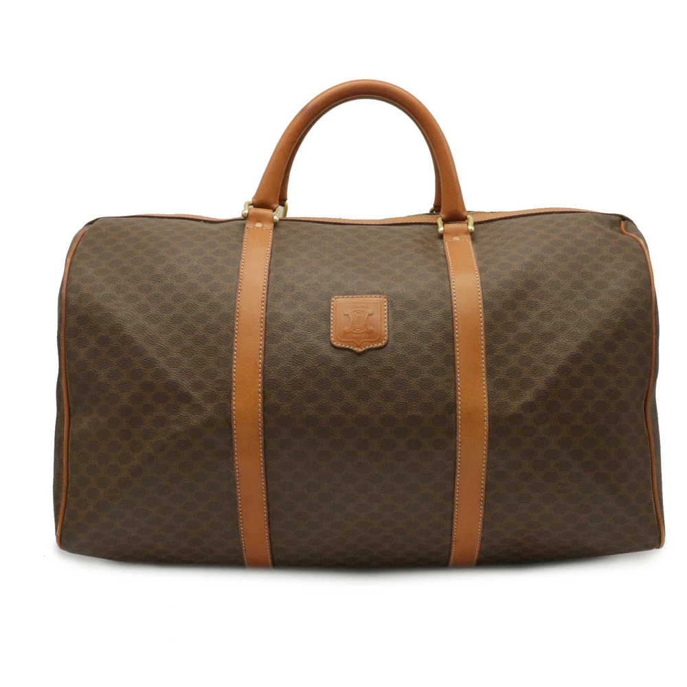Celine Macadam Boston bag handbag travel leather dark brown
